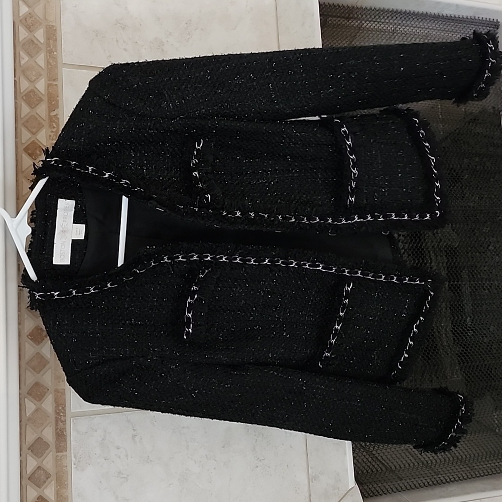 🌟🖤 BOSTON PROPER BLACK/SILVER PARISIAN JACKET 🖤🌟 - Picture 3 of 12